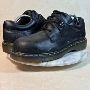 Dr Martens Steel Toe Industrial Work Boots Men's Black Leather Lace Up US 8 UK 7